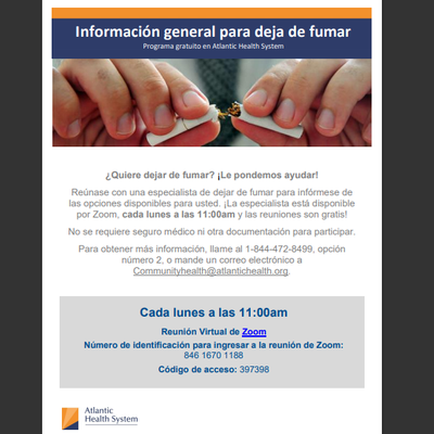 Información General para Deja de Fumar
