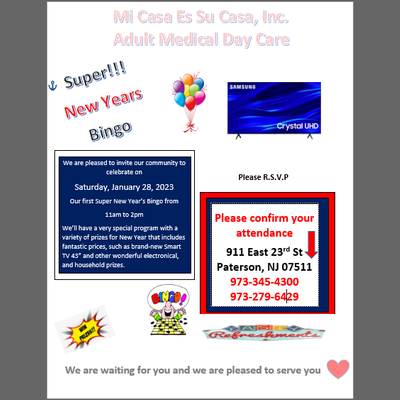 Mi Casa Es Su Casa, Inc. Adult Medical Day Care- Bingo Event